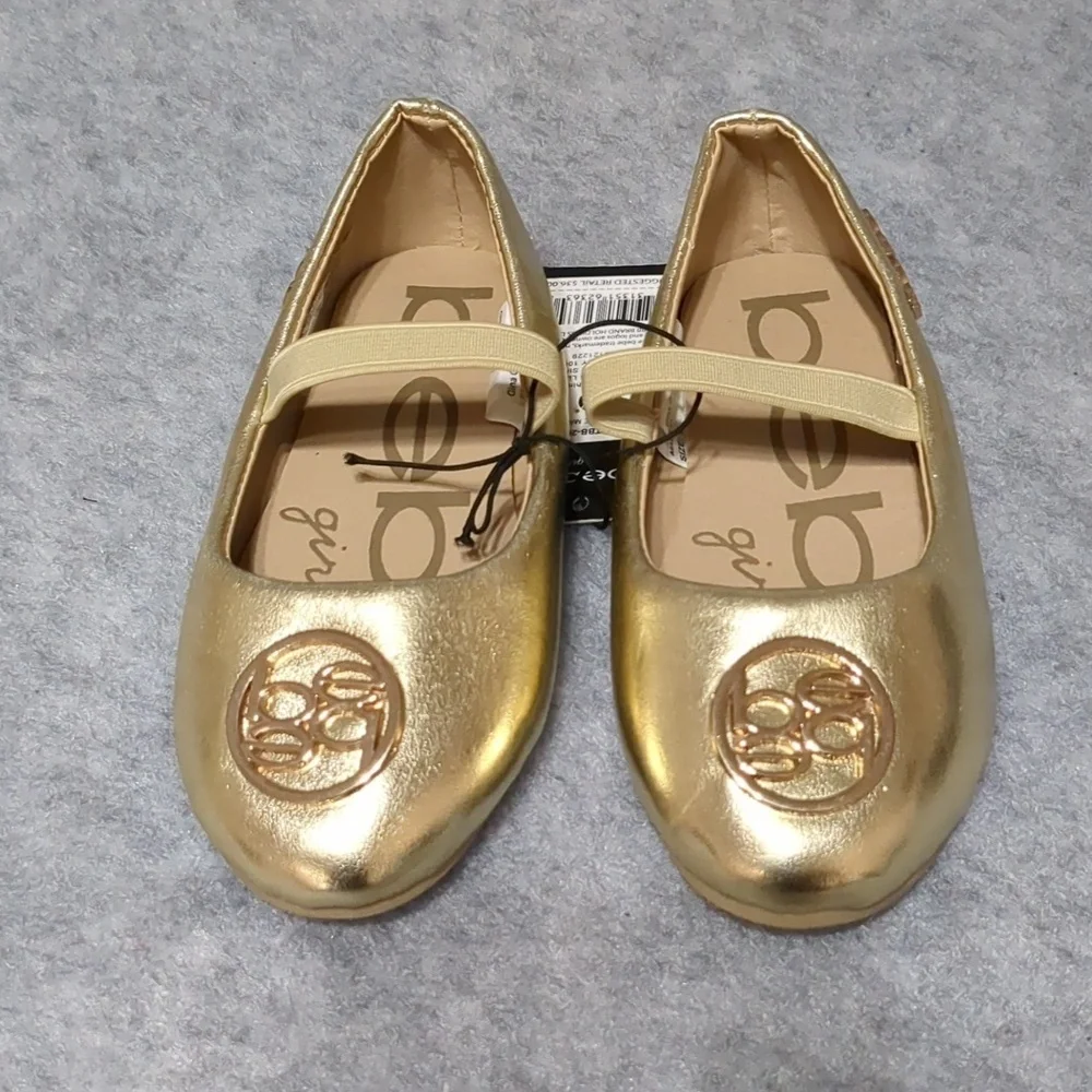 NWT Bebe girls Gold shoes Size 7